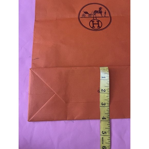 Hermes Paper Reusable Shopping Bag Gift Orange 17" x 11 " x 4" - Picture 5 of 7